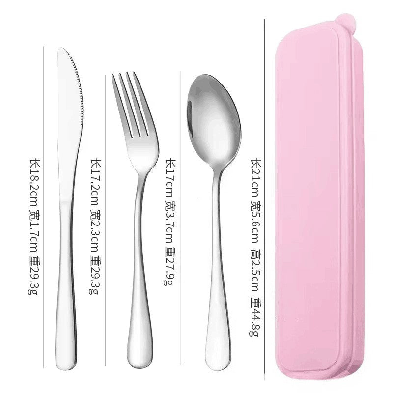 Portable Stainless Steel Cutlery Suit with Storage Box Chopstick Fork Spoon Knife Travel Tableware Set Camping Cutlery