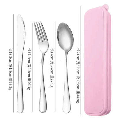 Portable Stainless Steel Cutlery Suit with Storage Box Chopstick Fork Spoon Knife Travel Tableware Set Camping Cutlery