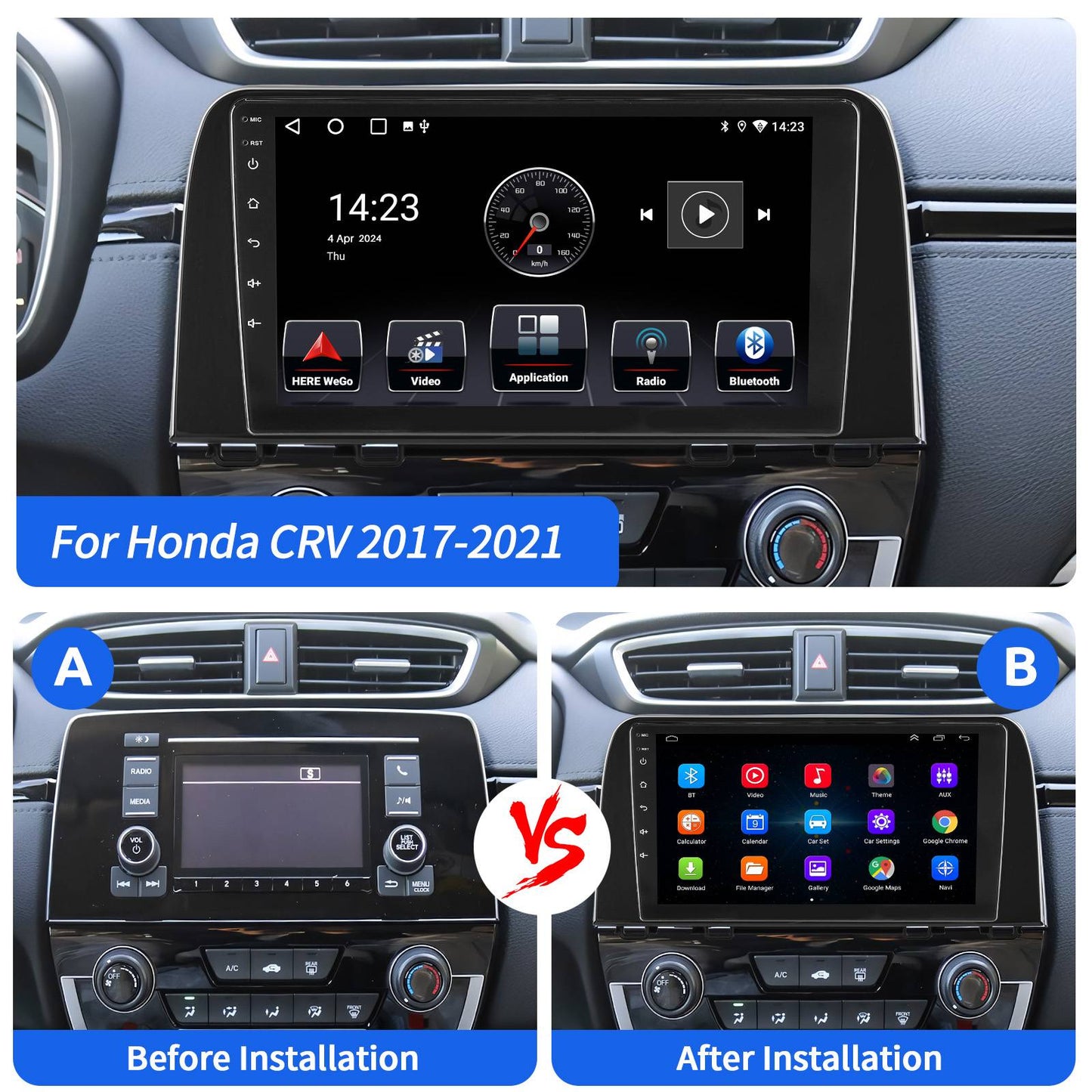 Para Honda CRV CR-V 2017-2021 CarPlay Android 14.0 Aparelho de Som Automotivo Rádio GPS Navegação Bluetooth WiFi 2+32GB Unidade Principal SWC ASP FM/RDS