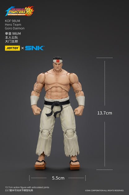 JOYTOY SNK 1/18 Action Figures KOF 98UM Hero Team Kyo Kusanagi Goro Daimon Benimaru Nikaido