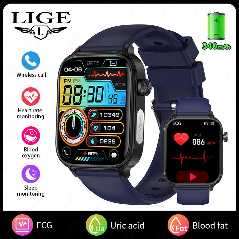 Smartwatch 2025 Novo ECG+PPG Feminino Monitor de Frequência Cardíaca Lipídios Sanguíneos Ácido Úrico Saúde Menstrual Rastreador Inteligente Para Android iOS