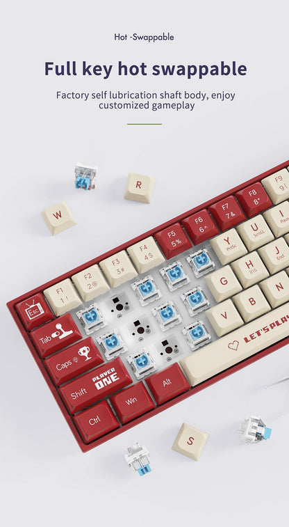 AJAZZ AK680 Teclado Mecânico para Jogos Tecla ABS 68 Teclas Teclado Bluetooth Sem Fio com Fio Troca a Quente Gasket Personalizado para Pc Laptop