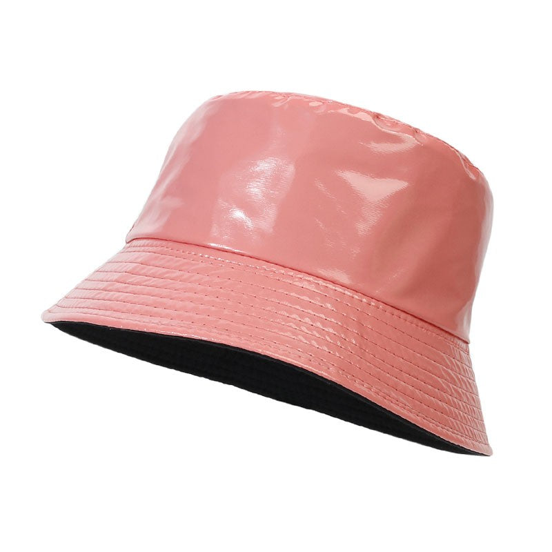 Fashion Shiny Hip-Hop Bucket Hat for Women Men PU Leather Waterproof Panama Cap Summer Fisherman Cap Bob Sun Hat Fishing Cap