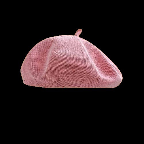 Women's Summer Beret Hat Cotton Breathable Knit Slouchy Beanie Solid Color French Retro Fashion Cap for Women Casual Outfit