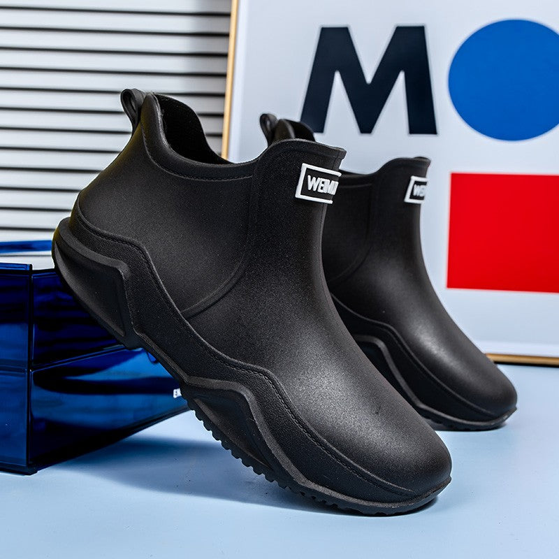 Men's and women's same short rain boots, couple's low cut anti slip water shoes, PVC wear-resistant rain boots, garden water boo