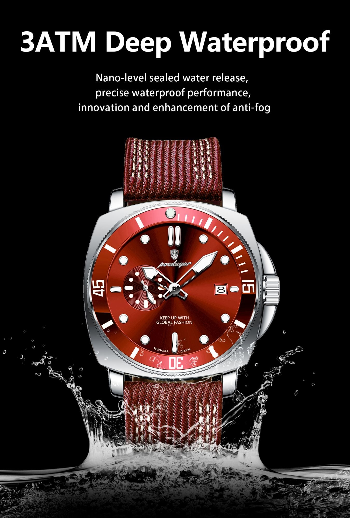 POEDAGAR Luxury Fashion Man Watch Luminous Waterproof Date Sport Watches For Men Nylon Leather Quartz Business Men's Clock Reloj