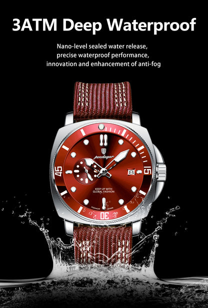 POEDAGAR Luxury Fashion Man Watch Luminous Waterproof Date Sport Watches For Men Nylon Leather Quartz Business Men's Clock Reloj