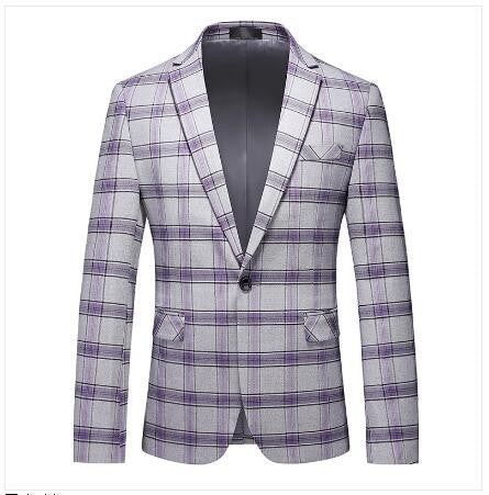 Single Breasted Plaid Suit Men's Clothing Fashion Simple Men Business Social Wedding Party Tuxedo Dress Blazers Jacket