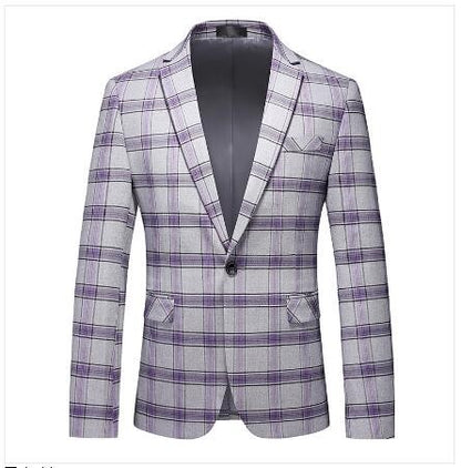 Single Breasted Plaid Suit Men's Clothing Fashion Simple Men Business Social Wedding Party Tuxedo Dress Blazers Jacket