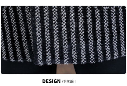 Classic Autumn Winter Men's Mid-Length Woolen Coats Casual Striped Overcoat Outwear Windbreaker Business Warm Long Jackets