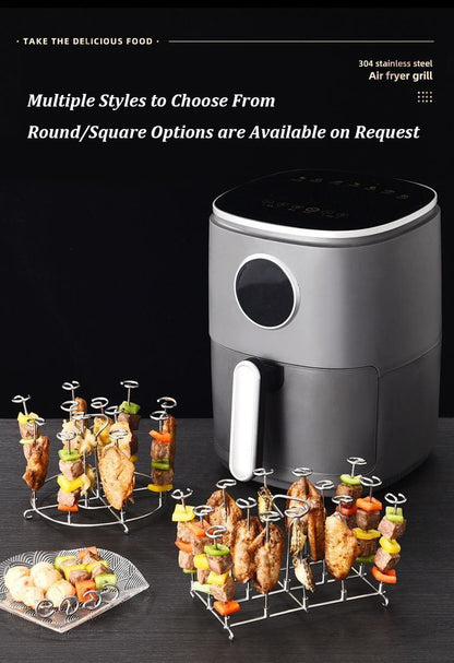 12Pcs Stainless Steel Air Fryer Oven  Barbecue Stick Kitchen BBQ Skewer Grill Reusable Baking Stick Needle Kebab Cooking Tool