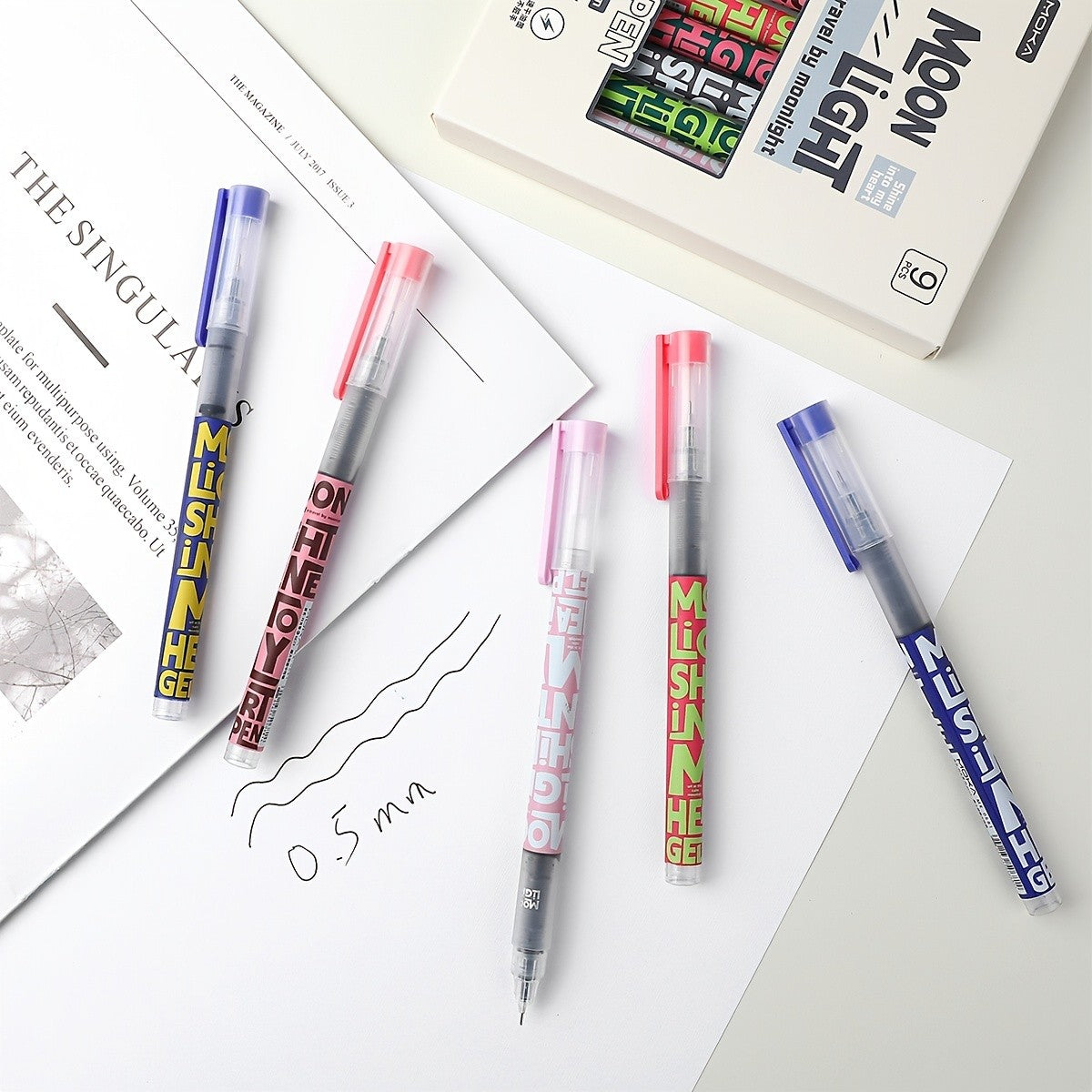 9pcs Quick-Drying Ink Ballpoint Pen - 0.5mm Ultra-Fine Point - Liquid Ink - Black Ink - School & Office Supplies