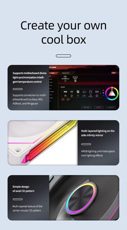 TEUCER DL-2 ARGB PC Fan 3-in-1 Case Fan Compatible with 240 360 Water Cooling Radiator Wireless Cooling Fan Kit