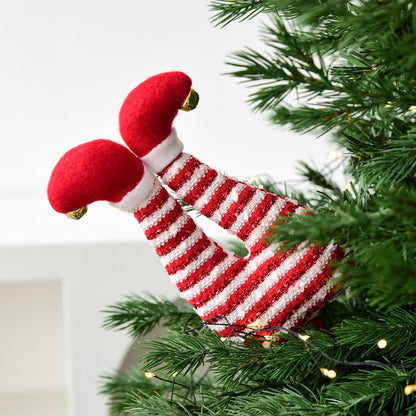 1PC Elf Hat Cuttle Decorated Striped Pants Cuttle Christmas Tree Christmas Elf Stick Christmas Gift Holiday Atmosphere Dress Up