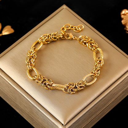 EILIECK 316L Aço Inoxidável Torcido Pulseira Bracelete Para Mulheres Tendência Banhado a Ouro 18K Corrente de Pulso Impermeável Joias Presente Festa