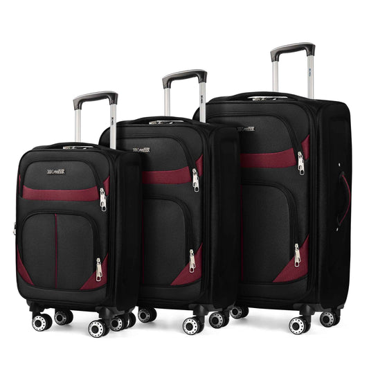Softside Luggage Expandable 3 Piece Set Suitcase Upright Spinner Softshell Lightweight Luggage Travel Set 20inch 24inch 28inch
