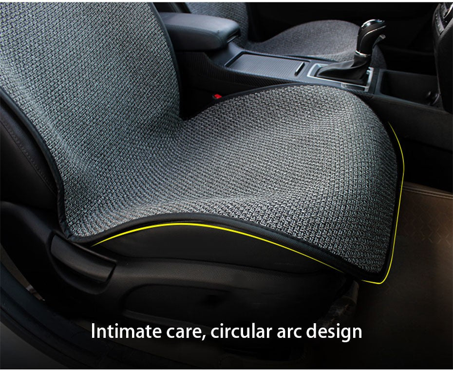 SEAMETAL Flax Car Seat Cover Breathable Sweatproof Linen Car Seat Cushion with Backrest Pad 4-Season Universal for 98% Vehicles