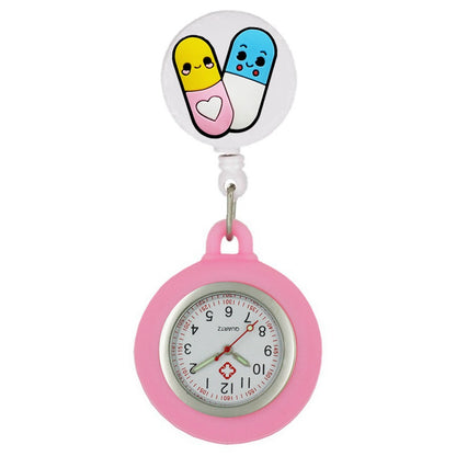 Lovely Hospital Medical Nurse Doctor Icons Cartoon FOB Pocket Watches Fashion Accessories Unisex Women Mens Clip Hang Clock Gift