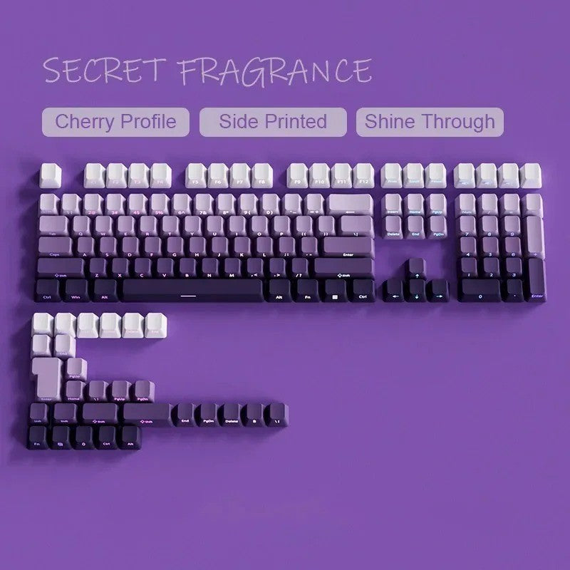 Novas Teclas 133 Gradiente Verde Shine Through Keycaps Impressão Lateral PBT Keycap Perfil Cherry Double Shot para Teclados Mecânicos