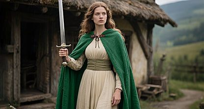 Joukavor Renaissance Hooded Cape Medieval Linen Cloak with Hood for Women Men