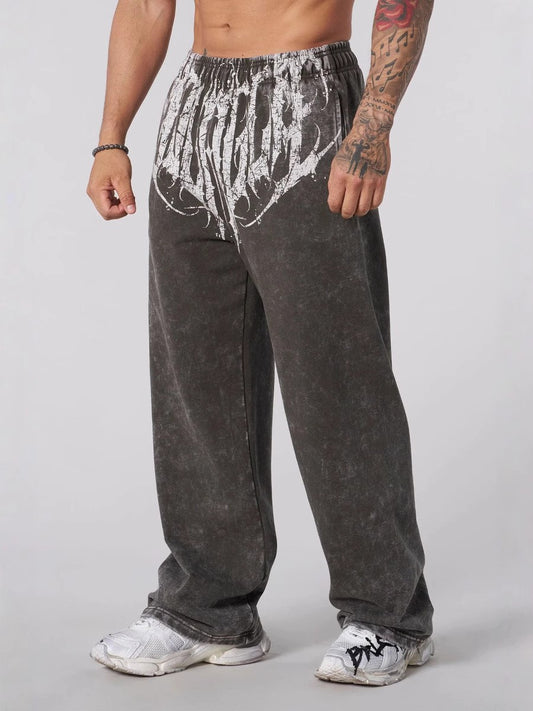 2025 YOUNGLA New American-style men's sports pants jogging muscle fitness casual pants loose straight-leg pants