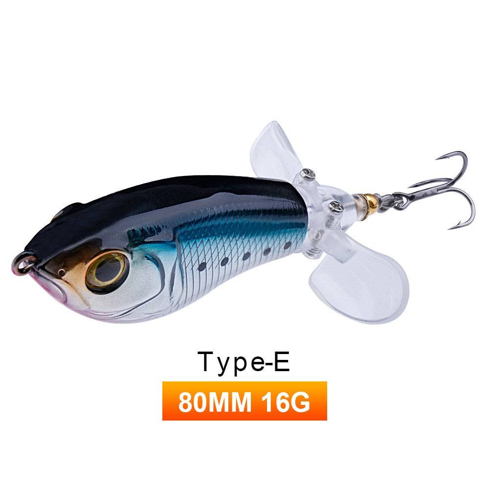Iscas de Pesca TREHOOK 9g/16g de Superfície Whopper Popper Cauda de Hélice Dupla Giratória Isca Artificial Flutuante