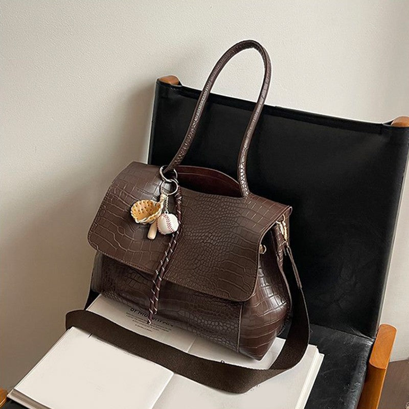 Crocodile Pattern Crossbody Bag For Women Black Shoulder Bag Brand Designer Women Bags Luxury PU Leather Flap Messenger Handbag