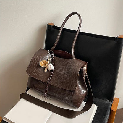 Crocodile Pattern Crossbody Bag For Women Black Shoulder Bag Brand Designer Women Bags Luxury PU Leather Flap Messenger Handbag