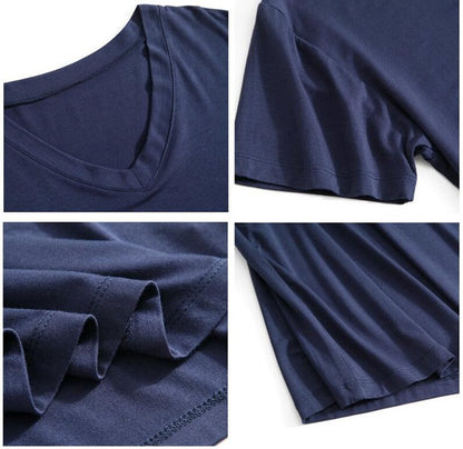 Summer Sleep Tops for Men Viscose Plus Size Pajamas Soft Modal Cotton Man Sleepwear Short Sleeve Sleep Tee Shirt Home Clothes