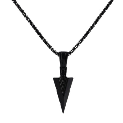 Colar Masculino Design Preto Fosco Com Pingente de Flecha Corrente Joias Hip Hop Punk Rock Presente de Natal Halloween Para Homens Mulheres