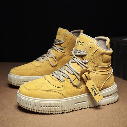 Fashion Leather Ankle Boots Men's Skate Sneakers Comforty Non Slip Wear Resistant Sole Winter Boots Preppy Street Casual Shoes