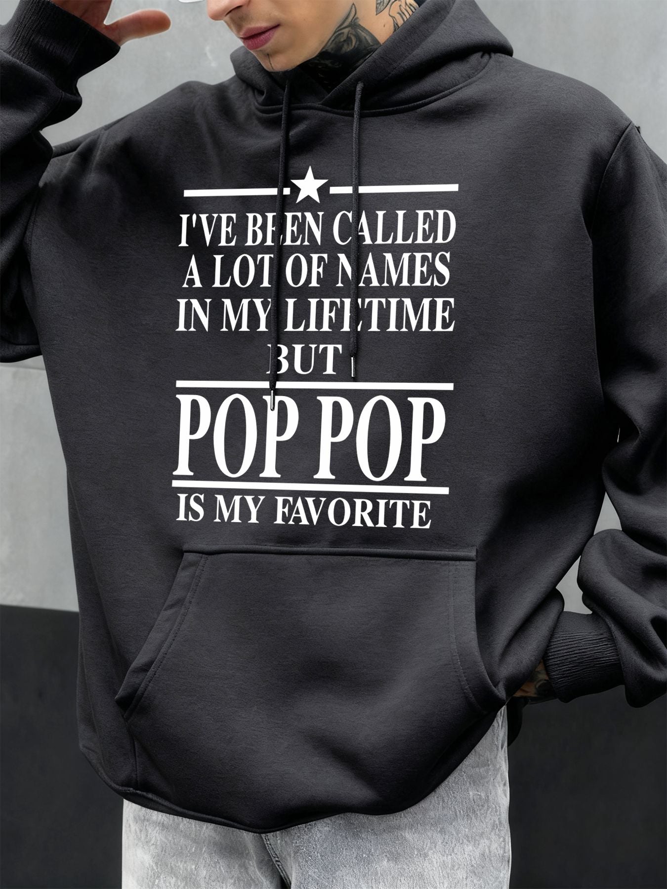 I Like The Word Pop Pop Printed Mens Hoodie Oversize All-Match Hoody Autumn Fleece Tops Casual Clothing Pocket Soft Streetwear