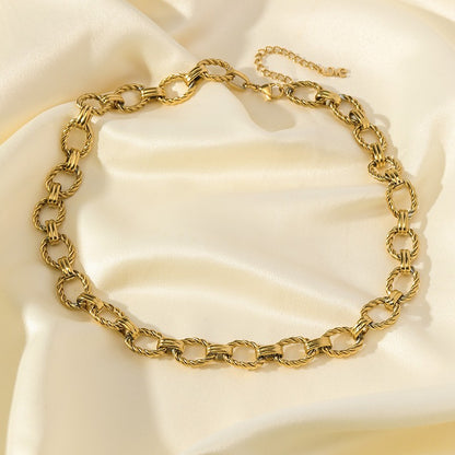 GANEMLY Conjunto de colar e pulseira de corrente de metal de aço inoxidável 316L para mulheres, gargantilhas de estilo punk, joias à prova d'água, presente feminino