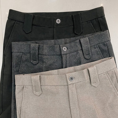 Calça Social Masculina Outono Inverno Engrossada Casual Slim Fit Reta Formal Negócios Lã Tecido Calça Social Escritório