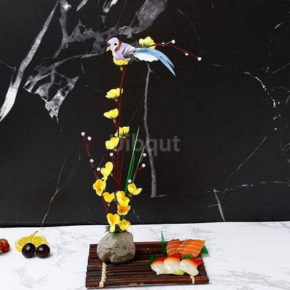 Bandeja de prato para frutos do mar, Barco de Sushi, Plantas de Flores Decorativas, Concepção Artística, Pequeno Ornamento Decorativo, Flor de Pêssego Criativa
