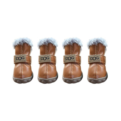 Botas de Chuva Quentes para Cães, Botas de Neve Impermeáveis para Pets, Sapatos Macios de Inverno para Cães, Pelúcia/PU Antiderrapante para Chihuahua, 4 Peças/Conjunto