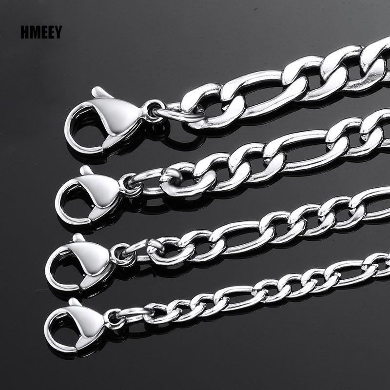 Colar Masculino de Aço Inoxidável Elo Corrente Figaro para Mulheres de Alta Qualidade Choker Impermeável Acessórios de Joias Cor Prata Presente