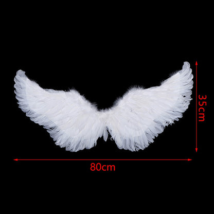 Asas Brancas de Anjo de Pena para Crianças e Adultos, Varinhas Mágicas, Acessório de Cabelo (Halo) para Cosplay, Alças Elásticas, Adereços de Casamento, Halloween e Aniversário