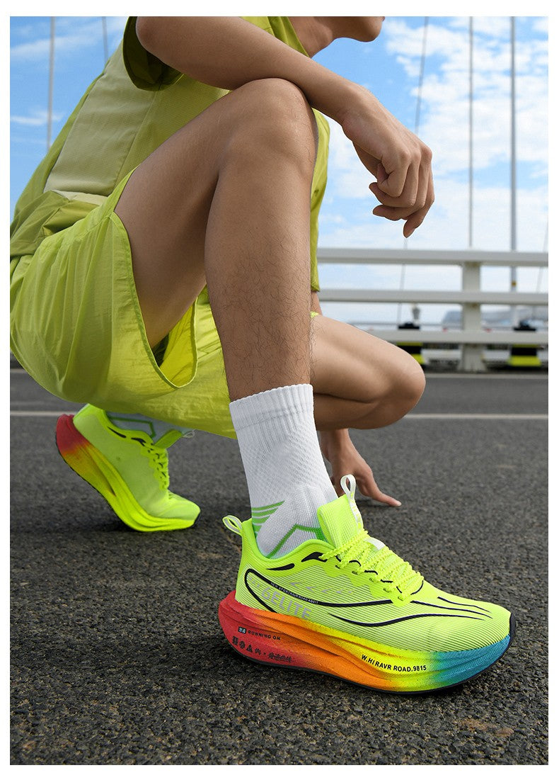 Fluorescence Running Shoes CarbonBoard Marathon Men Sports Breathable Women's Comfortable Athletic Casual Sneakers WearResistant