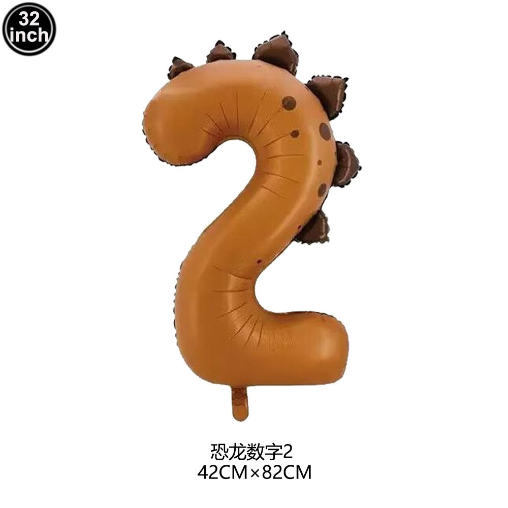 Dinosaur Party Decor 32inch Dinosaur Number Balloons 1-3 Year Olds Kid Birthday Baby Shower Matte Cartoon Foil Balloon Decors