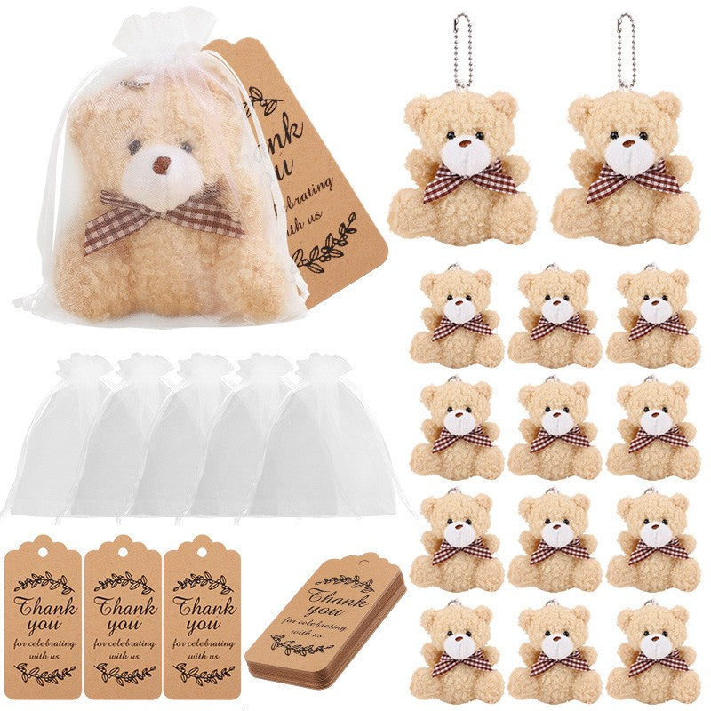 30pcs/10set Bear Gift with Organza Bag Thank You Card for Baby Shower Wedding Decoration Supplies Kids Birthday Party Guest Gift