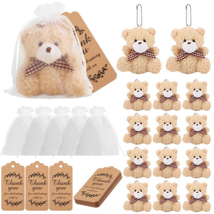 30pcs/10set Bear Gift with Organza Bag Thank You Card for Baby Shower Wedding Decoration Supplies Kids Birthday Party Guest Gift