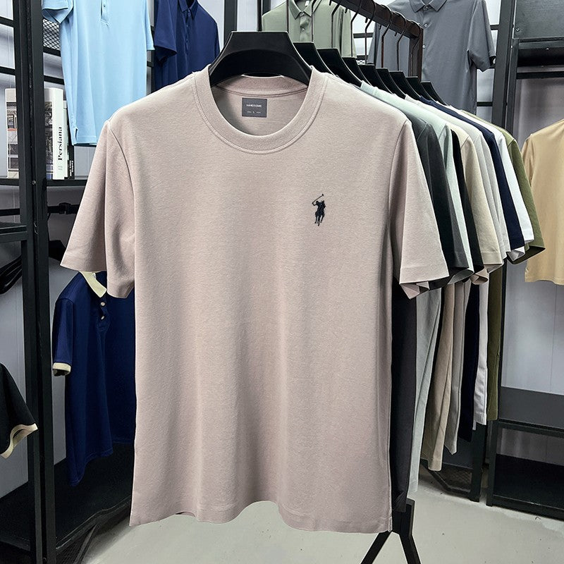 High end silky cotton breathable short sleeve T-shirt men summer designer Paul brand embroidered fashion casual round neck top