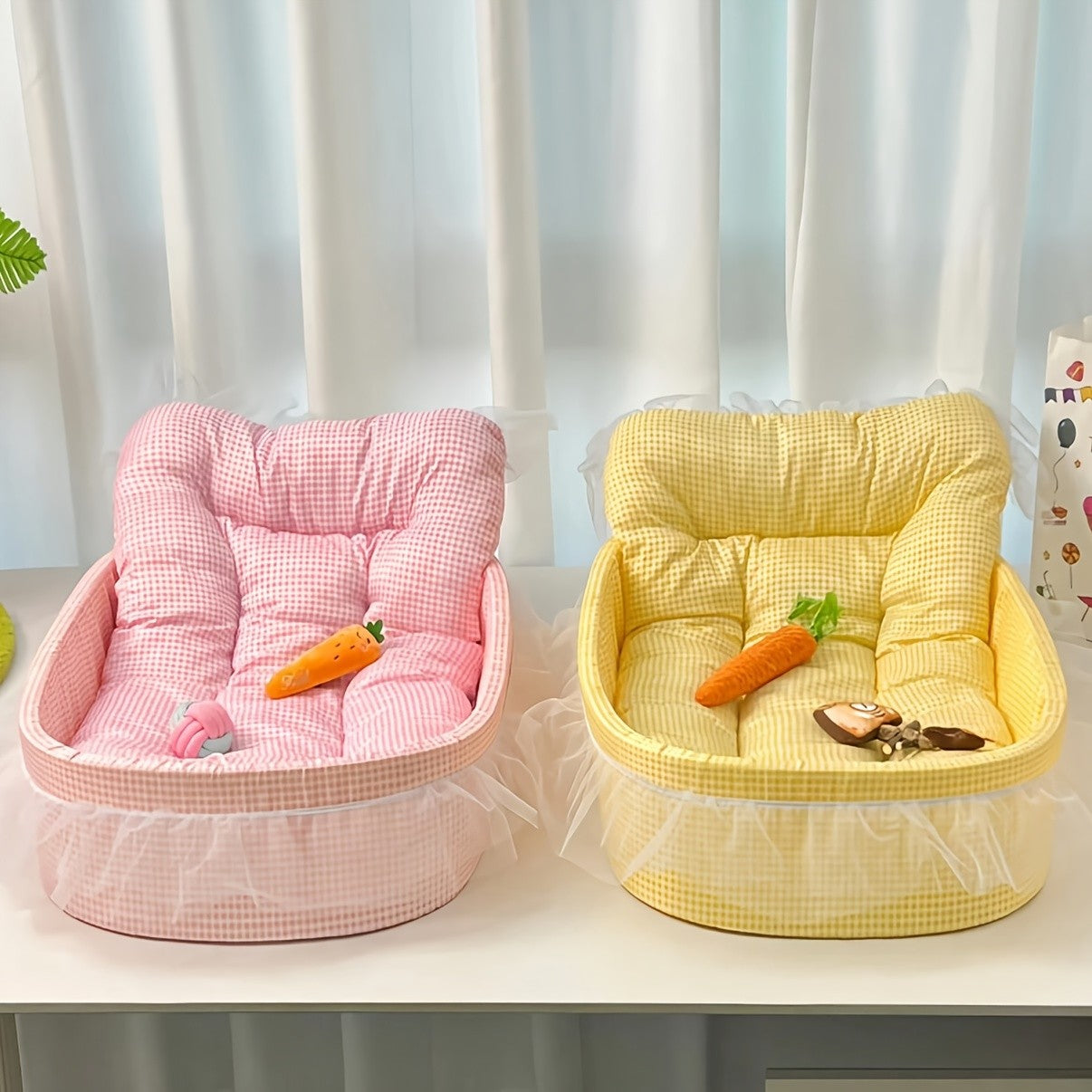 1 Conjunto de Cama de Princesa para Pets com Renda Fofa para o Inverno - Oval de Pelúcia Macia de Poliéster para Cães/Gatos Pequenos, Fácil Montagem, Uso Interno