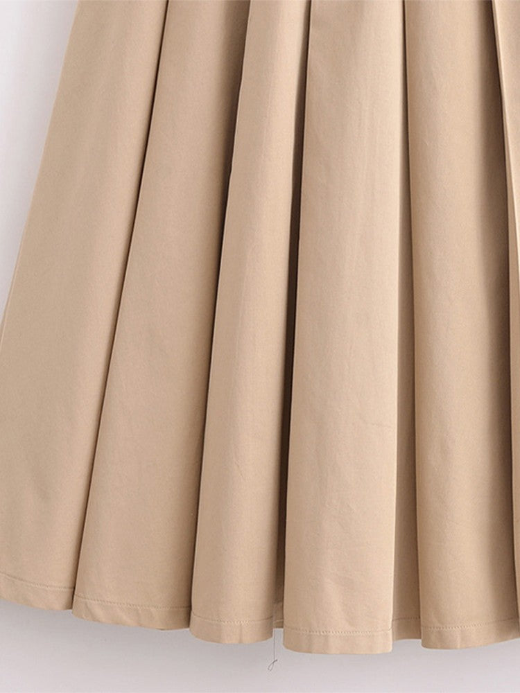 Fashion Patchwork Pleated Long Dress With Belt Women Chic Sleeveless Tank Maxi M