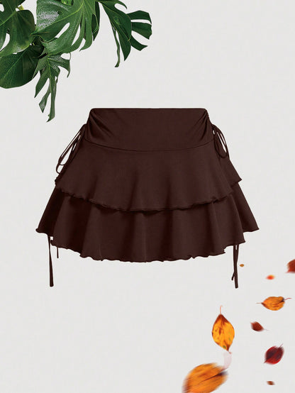 New fashion solid color casual versatile women's plus size skirt