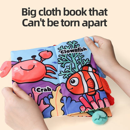 Puzzle Early Education Toys Ocean Style Baby Cloth Books 4 Page Soft Washable Tearable Toy for 0-3 Year Old Babies Newborn Gift