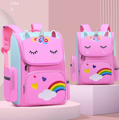Mochila Infantil para Meninas Unicórnio Bolsa Escolar Olhos Arco-Íris Mochila para Adolescentes Viagem Impermeável