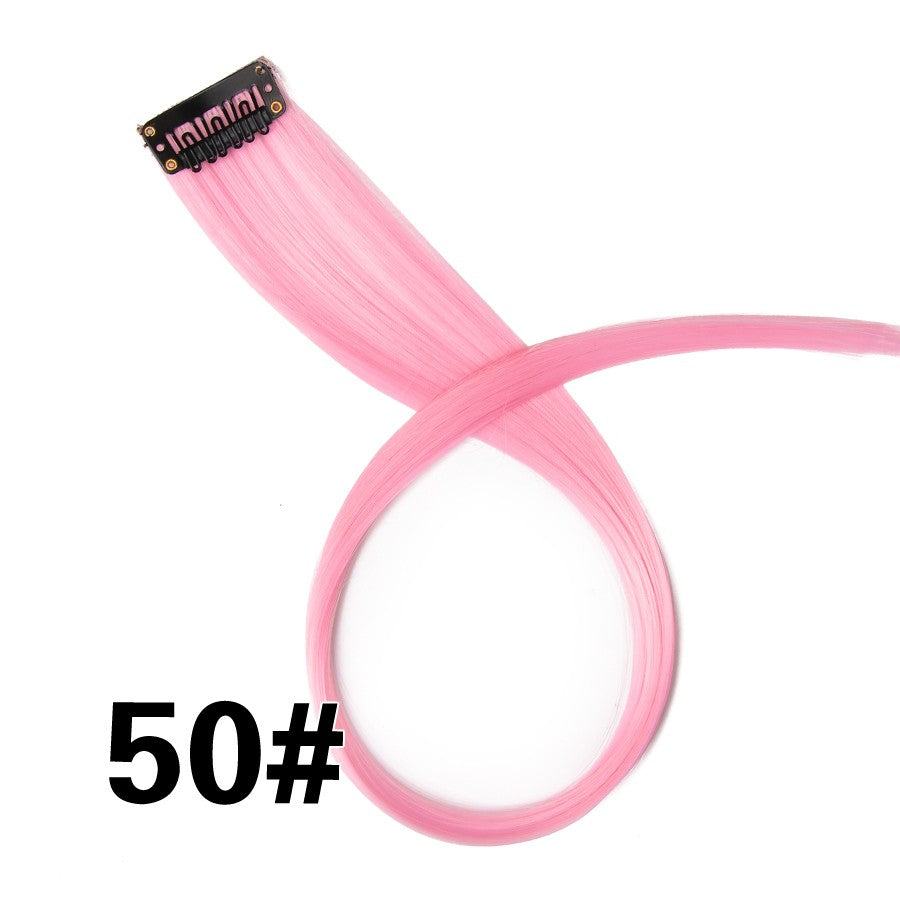 Apliques Sintéticos Presilha de Uma Peça Extensões de Cabelo Arco-Íris Cabelo Sintético Liso Peças de Cabelo de 45cm Longo Ombré Rosa Roxo Vermelho Azul