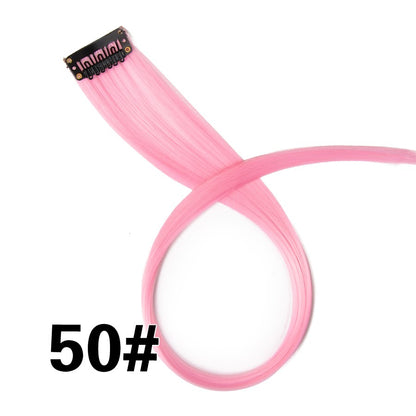Apliques Sintéticos Presilha de Uma Peça Extensões de Cabelo Arco-Íris Cabelo Sintético Liso Peças de Cabelo de 45cm Longo Ombré Rosa Roxo Vermelho Azul